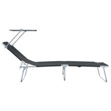 Sun Lounger Folding 2-person 2 pcs Black 58 x 188 x 77cm Fabric