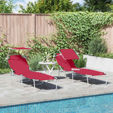 Sun Lounger Folding 2-person 2 pcs Red 58 x 188 x 77cm Fabric