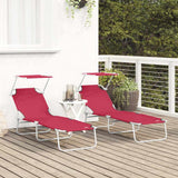 Sun Lounger Folding 2-person 2 pcs Red 58 x 188 x 77cm Fabric