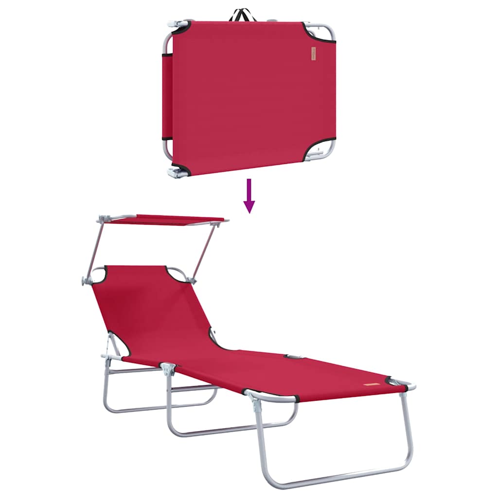 Sun Lounger Folding 2-person 2 pcs Red 58 x 188 x 77cm Fabric