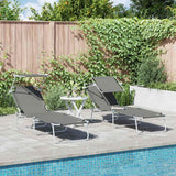 Sun Lounger Folding 2-person 2 pcs Grey 58 x 188 x 77cm Fabric