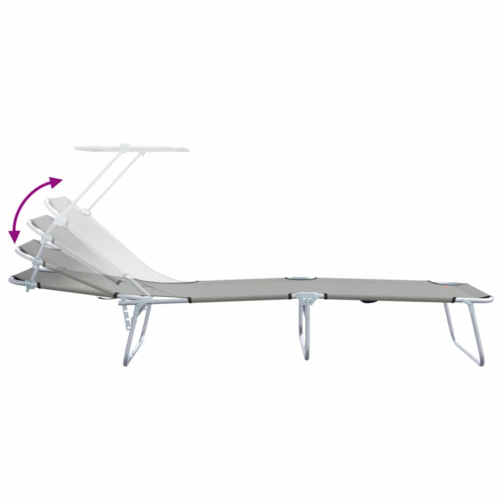 Sun Lounger Folding 2-person 2 pcs Grey 58 x 188 x 77cm Fabric