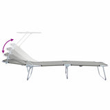 Sun Lounger Folding 2-person 2 pcs Grey 58 x 188 x 77cm Fabric