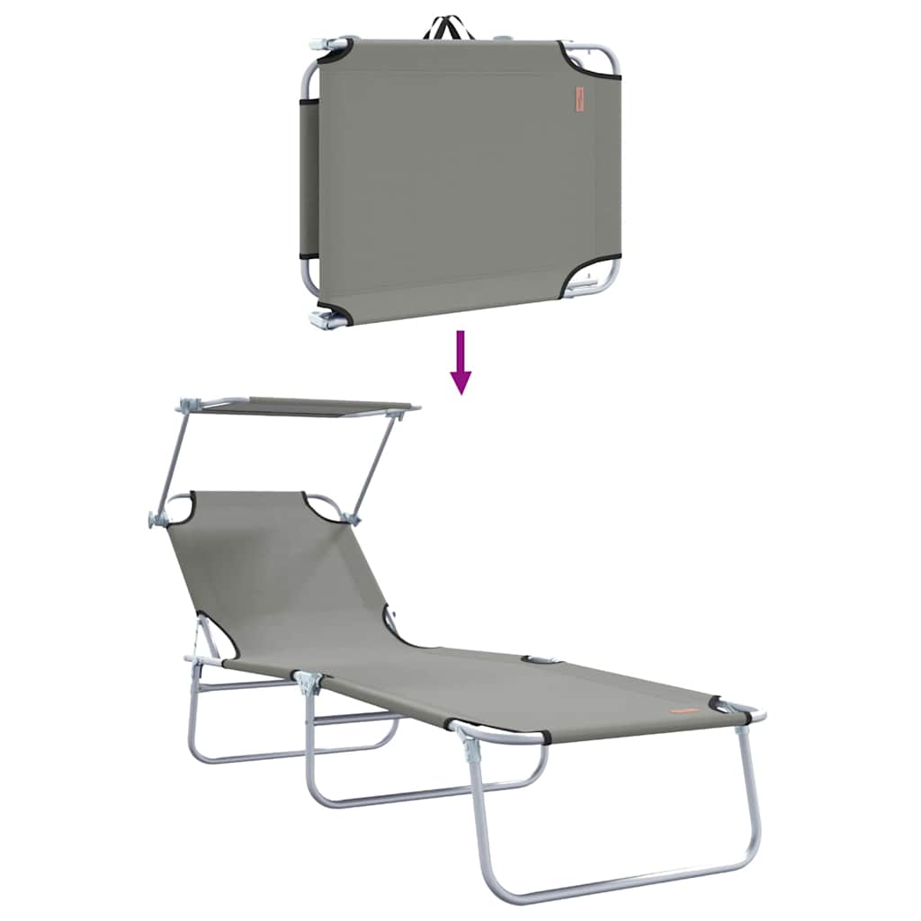 Sun Lounger Folding 2-person 2 pcs Grey 58 x 188 x 77cm Fabric