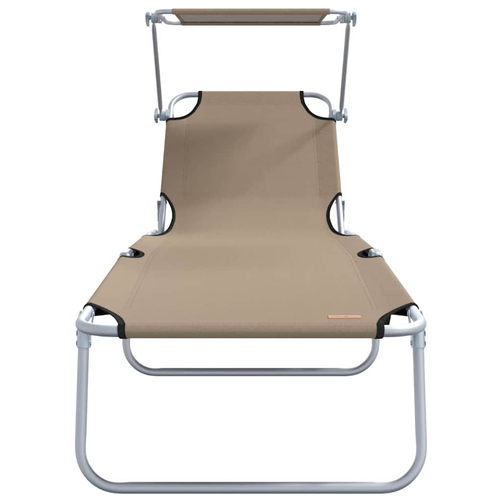 Sun Lounger Folding 2-person 2 pcs Taupe 58 x 188 x 77cm Fabric
