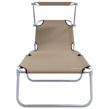 Sun Lounger Folding 2-person 2 pcs Taupe 58 x 188 x 77cm Fabric