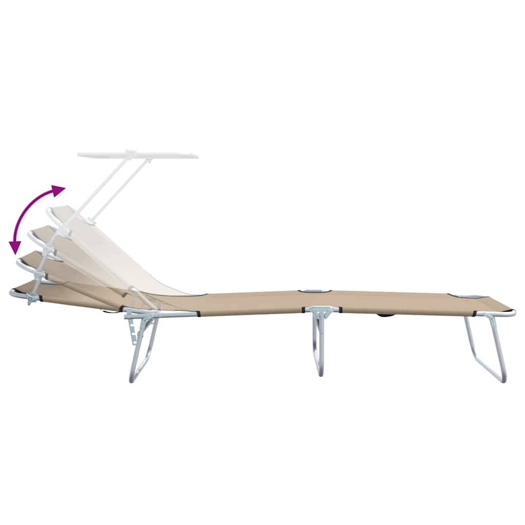 Sun Lounger Folding 2-person 2 pcs Taupe 58 x 188 x 77cm Fabric