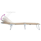Sun Lounger Folding 2-person 2 pcs Taupe 58 x 188 x 77cm Fabric