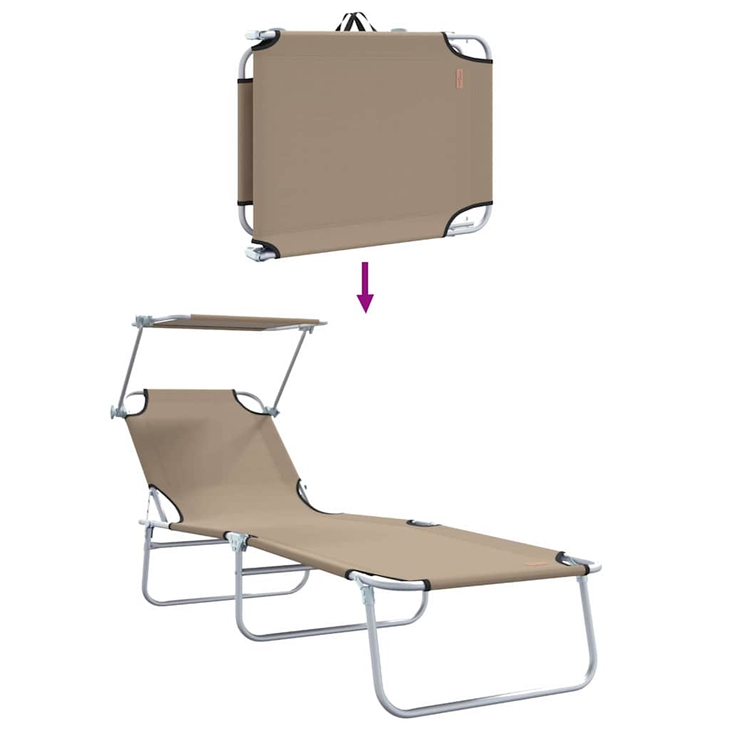 Sun Lounger Folding 2-person 2 pcs Taupe 58 x 188 x 77cm Fabric