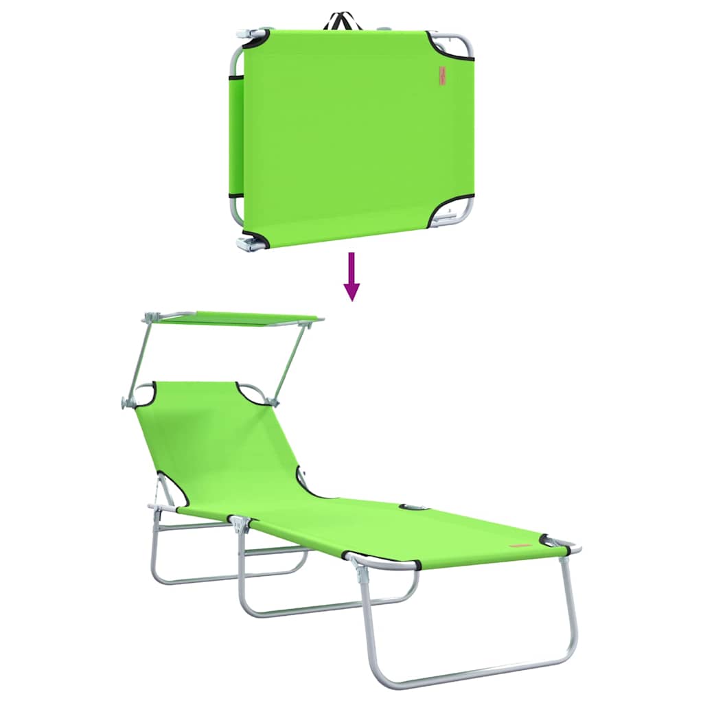 Sun Lounger Folding 2-person 2 pcs Green 58 x 188 x 77cm Fabric