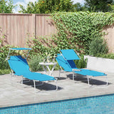 Sun Lounger Folding 2-person 2 pcs Blue 58 x 188 x 77cm Fabric
