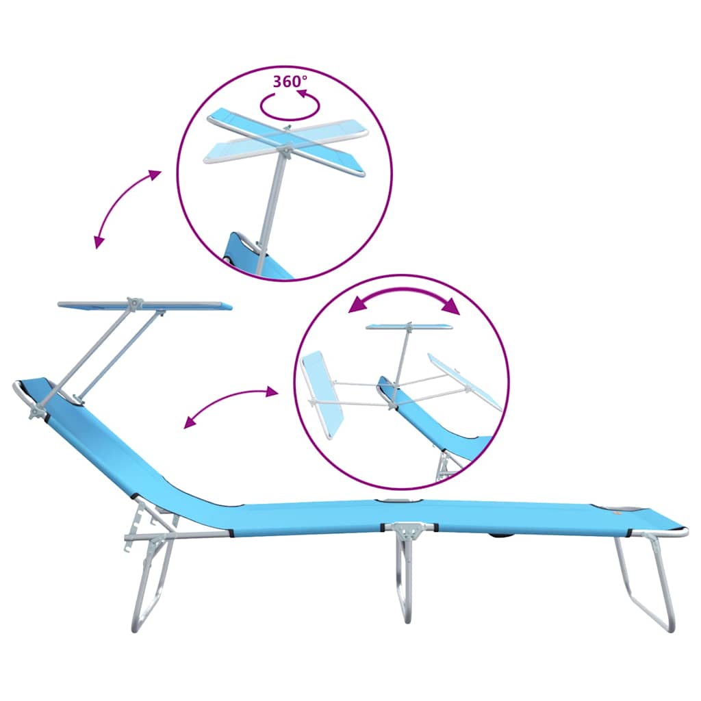Sun Lounger Folding 2-person 2 pcs Blue 58 x 188 x 77cm Fabric