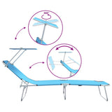 Sun Lounger Folding 2-person 2 pcs Blue 58 x 188 x 77cm Fabric