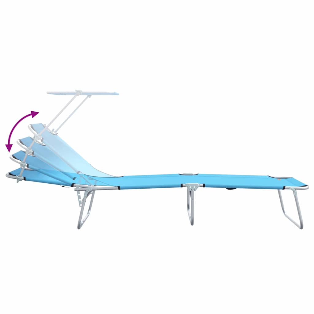 Sun Lounger Folding 2-person 2 pcs Blue 58 x 188 x 77cm Fabric
