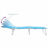 Sun Lounger Folding 2-person 2 pcs Blue 58 x 188 x 77cm Fabric