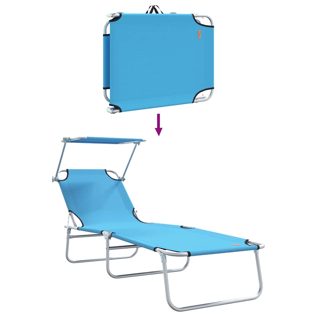 Sun Lounger Folding 2-person 2 pcs Blue 58 x 188 x 77cm Fabric