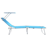 Sun Lounger Folding 2-person 2 pcs Blue 58 x 188 x 77cm Fabric