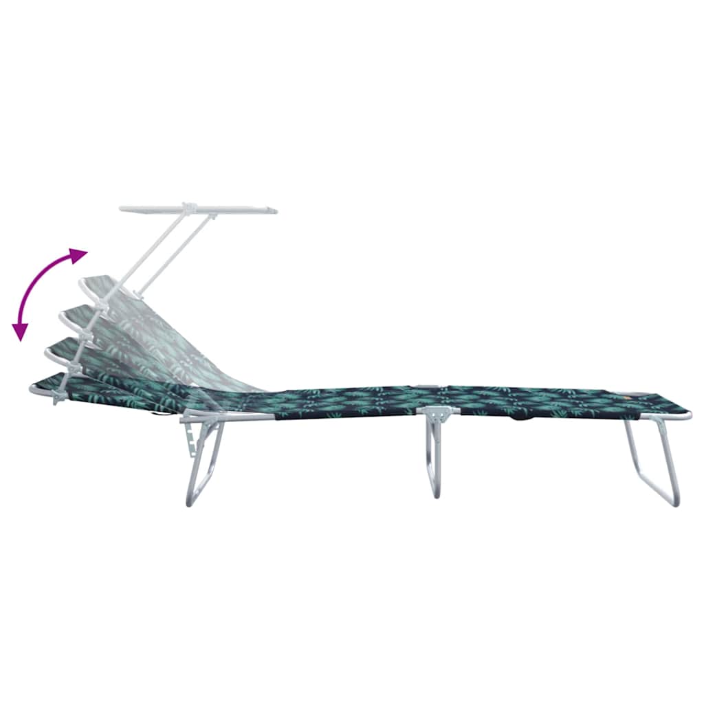 Sun Lounger Folding 2-person 2 pcs Green 58 x 188 x 77cm Fabric