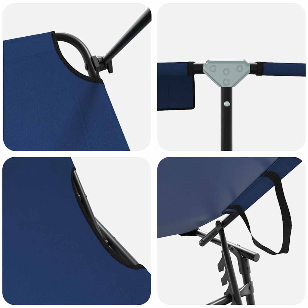 Folding Sun Lounger Folding Blue 56 x 190 x 81cm Fabric