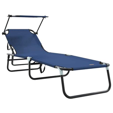 Folding Sun Lounger Folding Blue 56 x 190 x 81cm Fabric