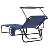 Folding Sun Lounger Folding Blue 56 x 190 x 81cm Fabric