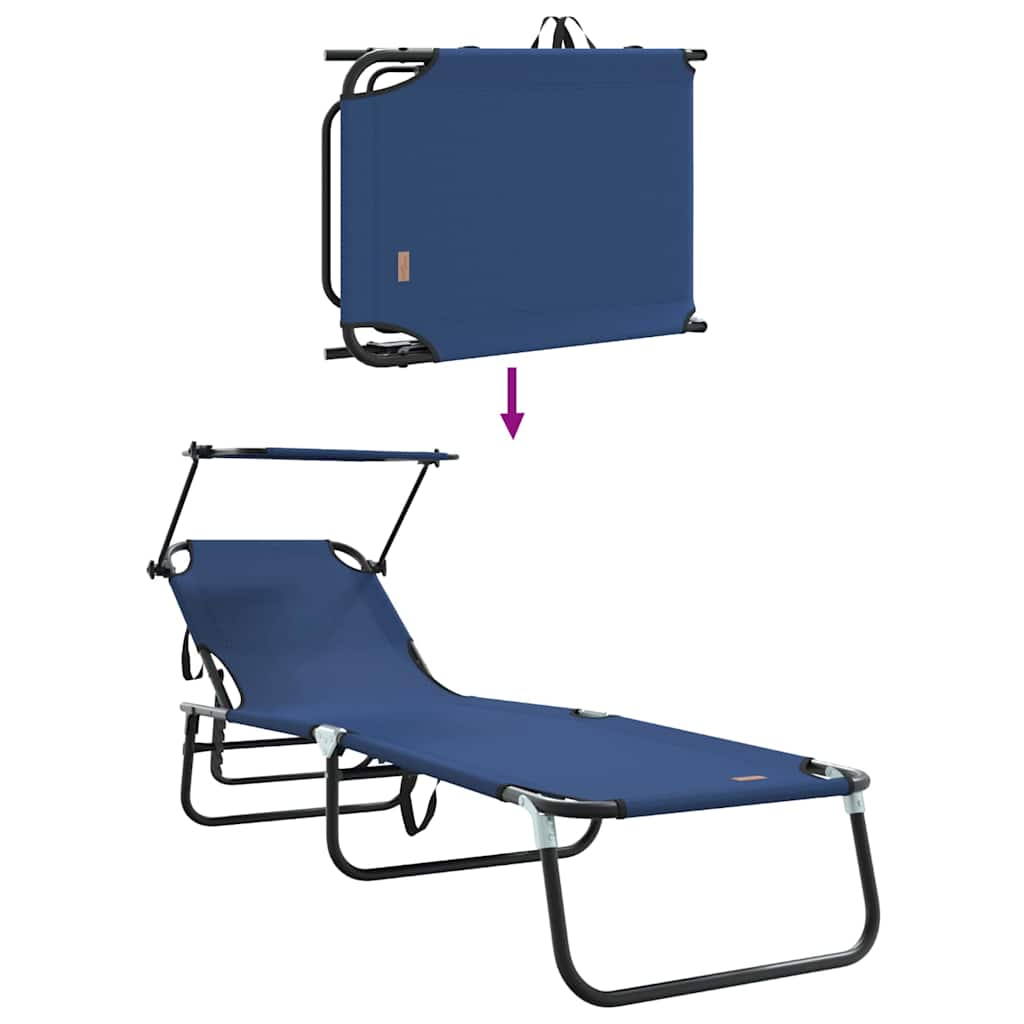 Folding Sun Lounger Folding Blue 56 x 190 x 81cm Fabric