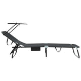 Folding Sun Lounger Folding Black 56 x 190 x 81cm Fabric