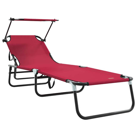 Folding Sun Lounger Folding 1-person Red 56 x 190 x 81cm Fabric