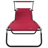 Folding Sun Lounger Folding 1-person Red 56 x 190 x 81cm Fabric