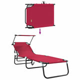 Folding Sun Lounger Folding 1-person Red 56 x 190 x 81cm Fabric