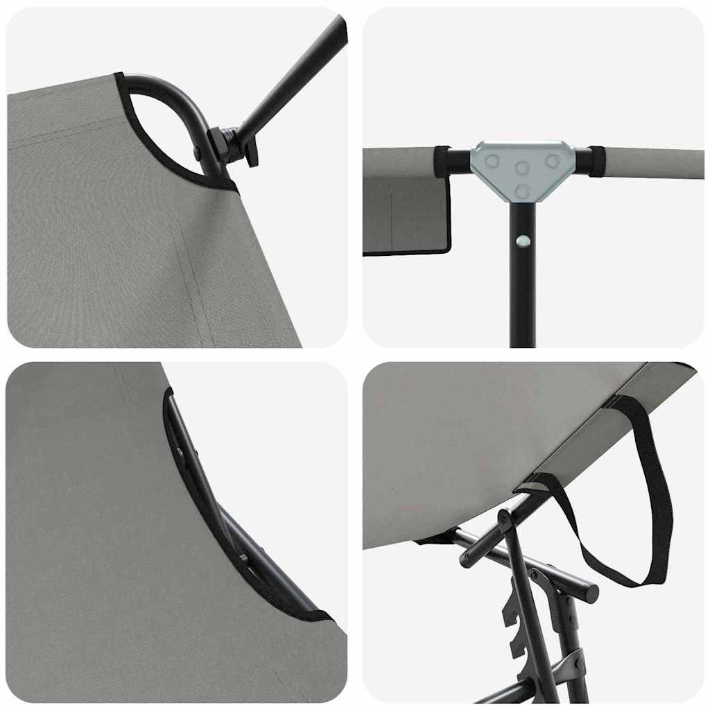 Folding Sun Lounger Folding Grey 56 x 190 x 81cm Fabric