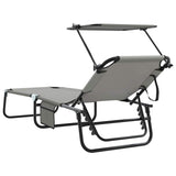 Folding Sun Lounger Folding Grey 56 x 190 x 81cm Fabric
