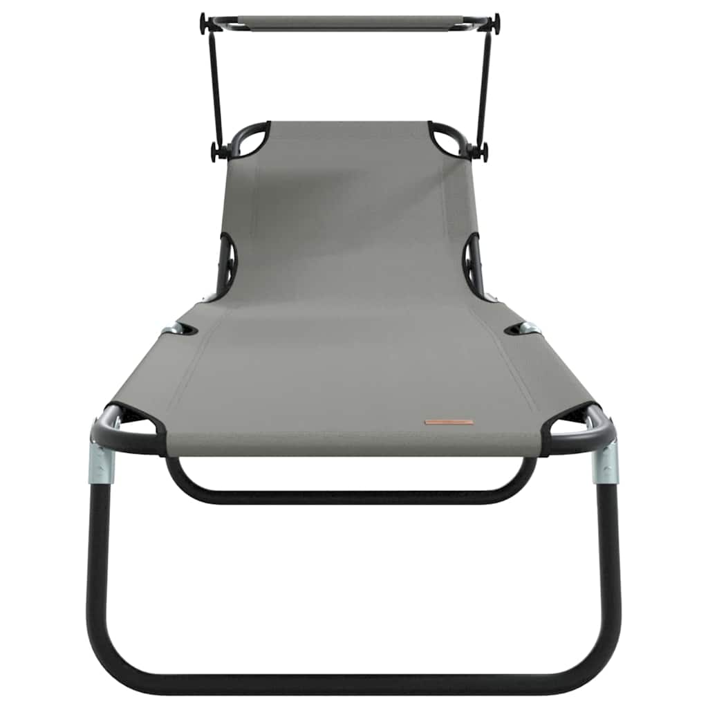 Folding Sun Lounger Folding Grey 56 x 190 x 81cm Fabric