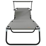Folding Sun Lounger Folding Grey 56 x 190 x 81cm Fabric