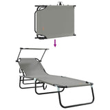 Folding Sun Lounger Folding Grey 56 x 190 x 81cm Fabric