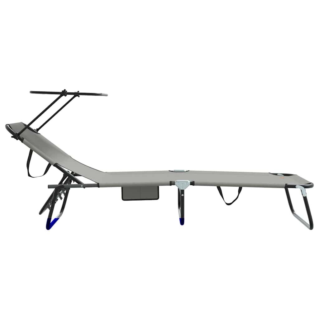 Folding Sun Lounger Folding Grey 56 x 190 x 81cm Fabric