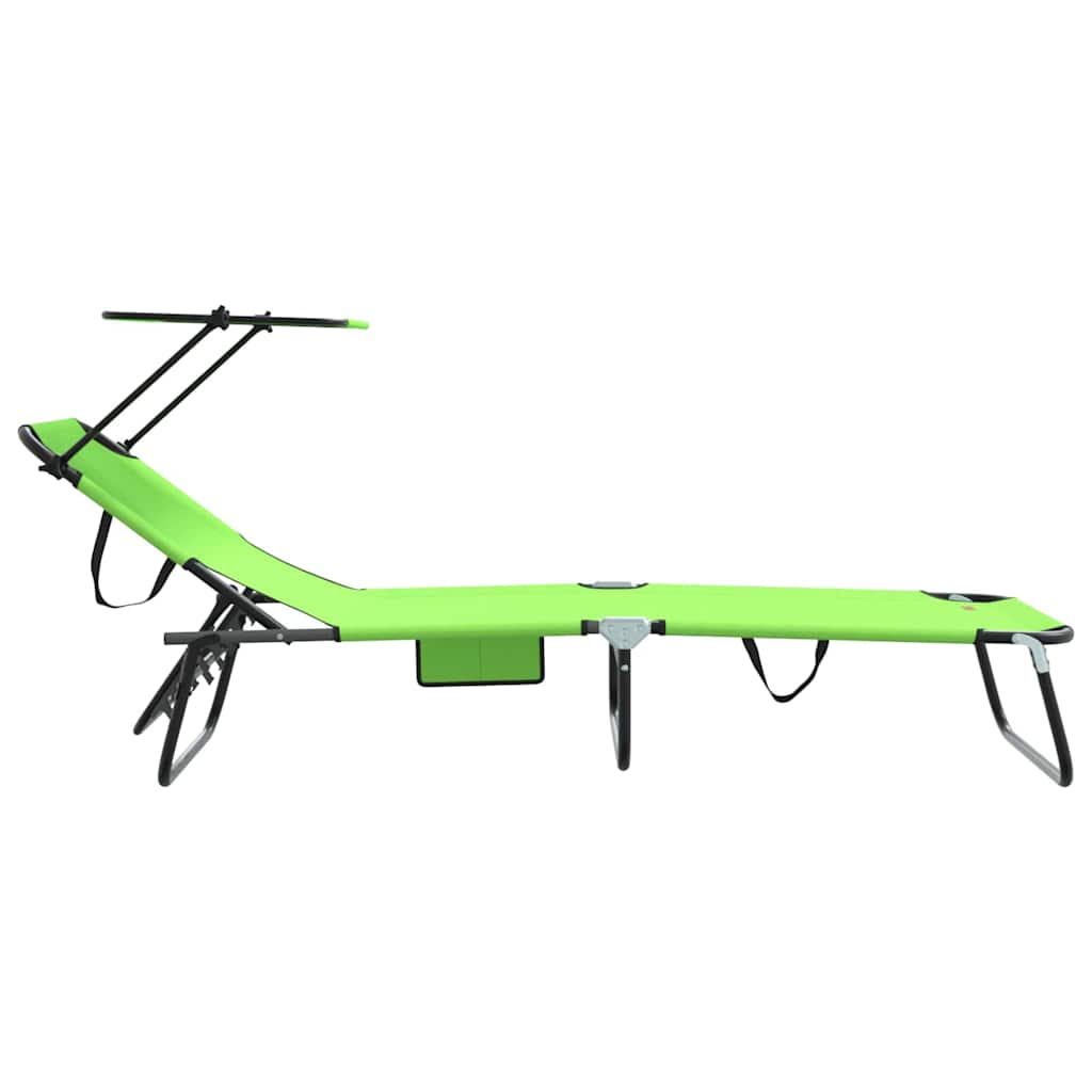 Folding Sun Lounger Folding Green 56 x 190 x 81cm Fabric