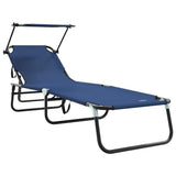 Folding Sun Lounger Folding 2 pcs Blue 56 x 190 x 81cm Fabric