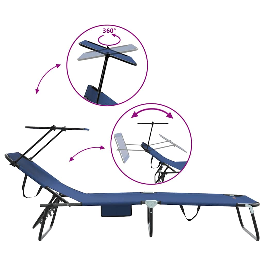 Folding Sun Lounger Folding 2 pcs Blue 56 x 190 x 81cm Fabric