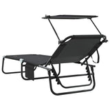 Folding Sun Lounger Folding 2 pcs Black 56 x 190 x 81cm Fabric
