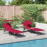 Folding Sun Lounger Folding 2 pcs Red 56 x 190 x 81cm Fabric