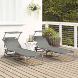 Folding Sun Lounger Folding 2 pcs Grey 56 x 190 x 81cm Fabric