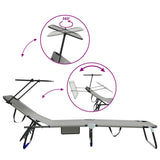 Folding Sun Lounger Folding 2 pcs Grey 56 x 190 x 81cm Fabric
