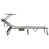 Folding Sun Lounger Folding 2 pcs Grey 56 x 190 x 81cm Fabric