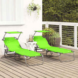 Folding Sun Lounger Folding 2 pcs Green 56 x 190 x 81cm Fabric
