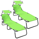 Folding Sun Lounger Folding 2 pcs Green 56 x 190 x 81cm Fabric