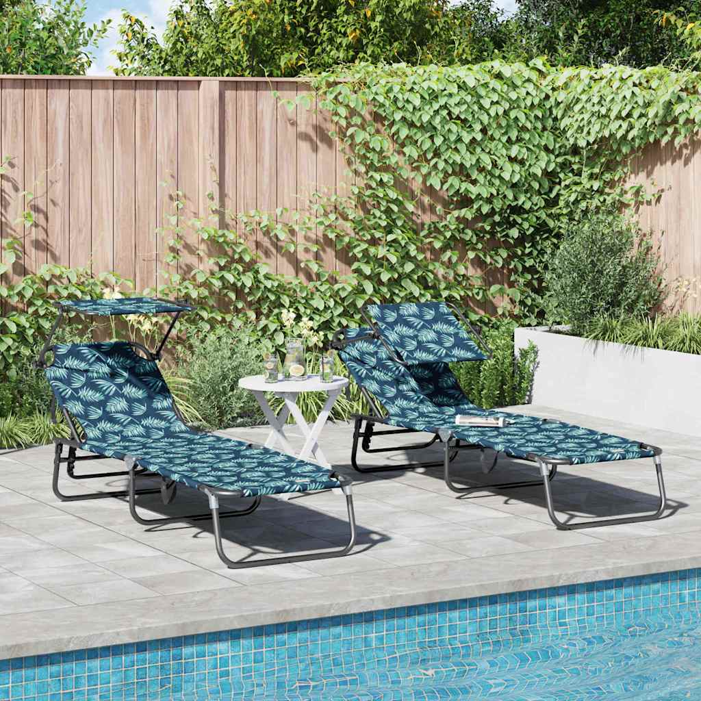 Folding Sun Lounger Folding 2 pcs Green 56 x 190 x 81cm Fabric