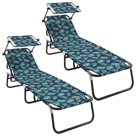 Folding Sun Lounger Folding 2 pcs Green 56 x 190 x 81cm Fabric