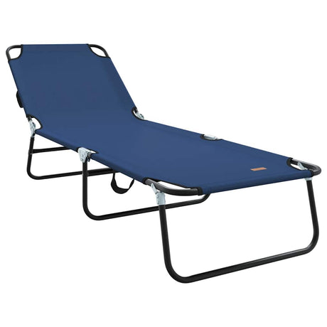 Folding Sun Lounger Folding Blue 56 x 189 x 87cm Fabric