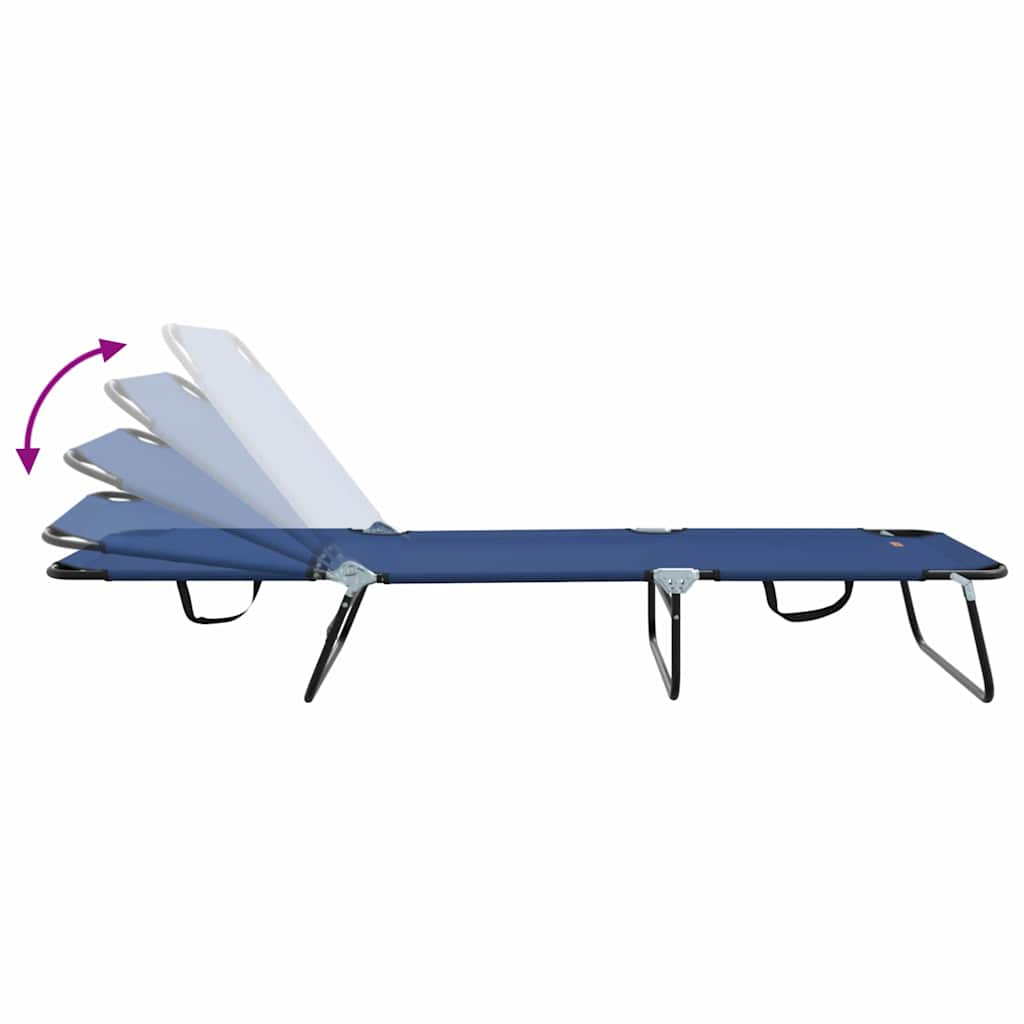 Folding Sun Lounger Folding Blue 56 x 189 x 87cm Fabric